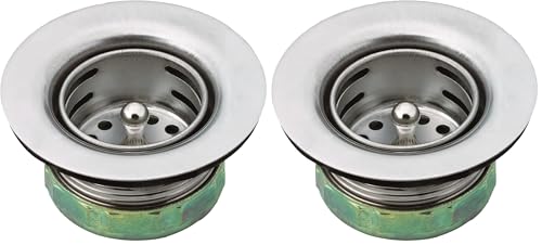Moen 22174 Sink Basket Strainer with Drain Assembly, 2", Stainless Steel (Pack of 2) - size: 1 Count (Pack of 2)