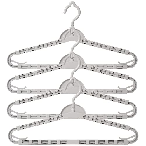 Extra Large Hangers Enlarge Adjustable Shoulder 16.5"-26" Hanger 4 Pack - color: Light Gray