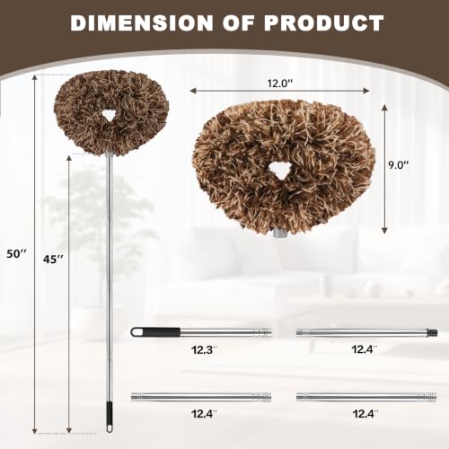 Ceiling Fan Cleaner Duster Reusable Microfiber Ceiling Fan Blade Cleaner Removable Duster with Extension Pole Adjusts 13 to 49.7 Inch for Cleaning Walls Furniture Door Window Top (Beige Brown) - color: Beige Brown