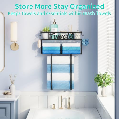 HapiRm Wall Towel Rack for Bathroom, Papper Towel Holder for Above Toilet - size: 3-tier