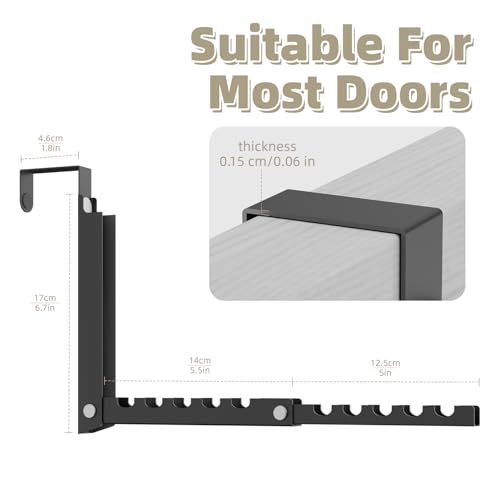 BAKON 2 Pack Heavy Duty Over the Door Hanger, Compact 10 Ridges Double Folding Over Door Hanger, Space Saving Over the Door Drying Rack for Laundry, Rustproof & Waterproof, (Black) - color: Black