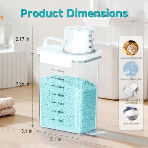 Tokokimo Laundry Detergent Dispenser - Powder Container & Scent Booster Beads Dispenser for Laundry Room Organization - color: 61 oz-1 pack