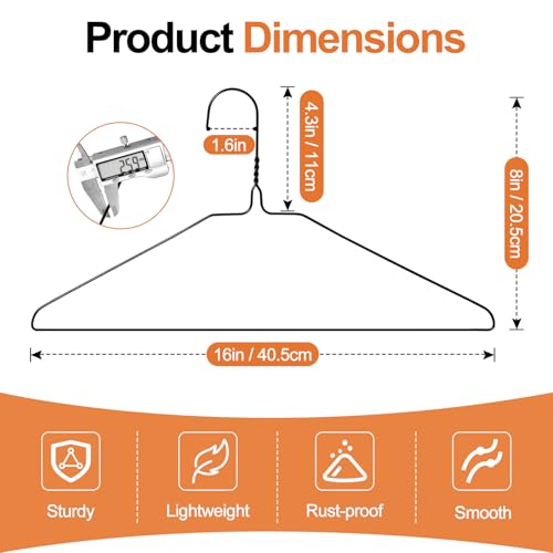 FUDESY Metal Wire Clothes Hangers 100 Pack Bulk, Space Saving, 16 in, Black - color: Black, size: 100 Pack