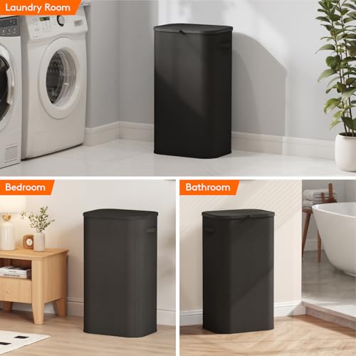 Lifewit 105L Large Laundry Hamper with Lid, Removable Inner Bag, Black - color: Black, size: 105L