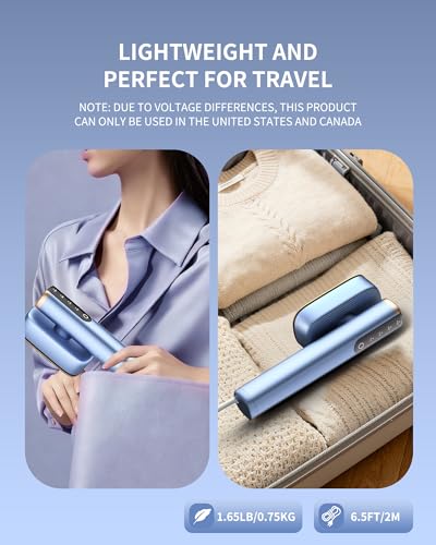 MIYOKO Steamer & Iron for Clothes, 15s Fast Heat-up 1200W Portable Handheld Garment Steamer 2 In 1, Travel Size with Large Ceramic Heat Panel, Powerful Steam Quick Wrinkle Removal, 110V-120V