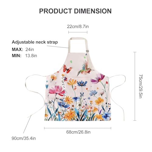 Floral Apron Women, 2 Pack Aprons for Women with Pockets, Waterproof Kitchen Apron Aprons for Cooking, Baking - color: Multicolor
