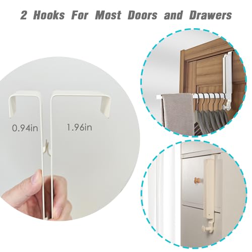 Over The Door Drying Rack for Clothes - 2 Brackets For Different Door Thickness - All Metal Fold Away Clothes Rails (Ivory White) - color: White/2 Brackets