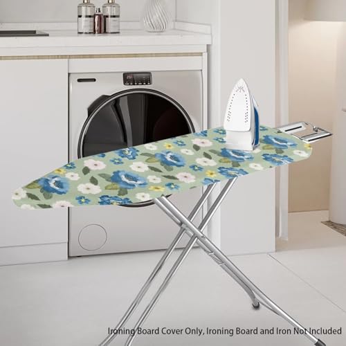Blue Flower Ironing Board Cover and Pad Elastic Edge for Standard Size Stretch Iron Board Cover Easy Installation Ironing Boards Covers - color: Blue Flower 2