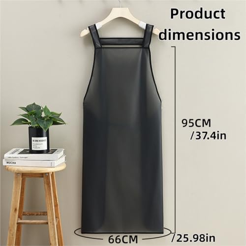 JDSWANLA Waterproof Apron, Environmentally Friendly TPU Oil Resistant Apron, Suitable for Families Gardening Coffee Shops Art Studios Hair Salons Barbecue, Black, for Men and Women