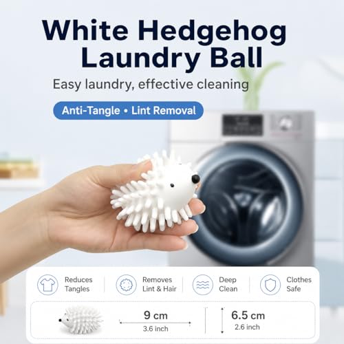 Laundry Hedgehog Ball for Washing Machine, Reusable Laundry Ball Pet Hair Remover for Clothes, Anti-Tangle Washing Ball for Washing Machine, Laundry Cleaning Tool