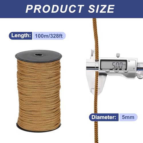 MECCANIXITY 3/16 Inch Braided Polypropylene Rope 328ft Brown - color: Brown, size: 3/16 Inch