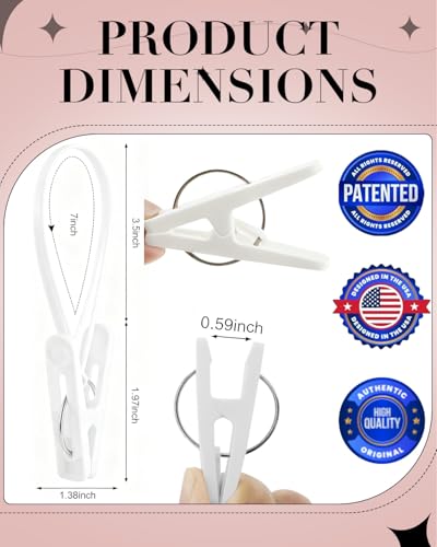 50Pcs Multi Purpose Laundry Hanging Clips with Rope, White - Strong Grip Hanging Clips for Baby Hangers, Pants, Socks, Towels & Closet Organization, Multi-Purpose Laundry Drying Hooks - color: 50pack White