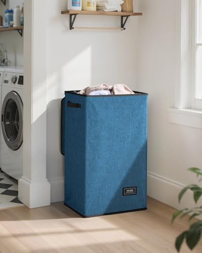 SOLEDI 90L Laundry Hamper with Lid, Large Collapsible Laundry Basket - color: Blue, size: 90L