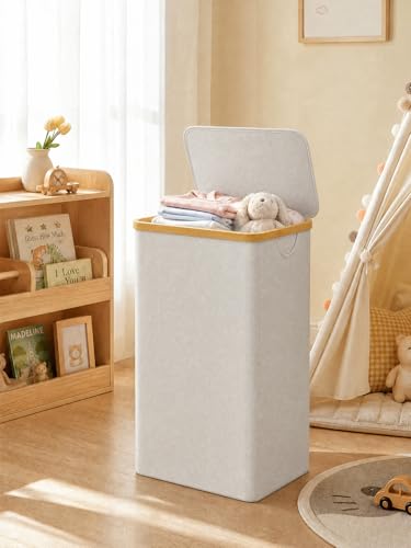 IEGrow Laundry Hamper with Lid,110L Laundry Basket with Mesh Bag,Light Grey - color: Light Grey, size: 110L