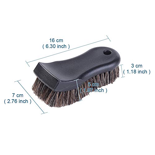 JSCARLIFE Horse Hair Leather Cleaning Brush – Long Bristle Scrub Tool for Car Interior Furniture Carpet – Gentle Deep Clean for Sneakers Boots & Upholstery