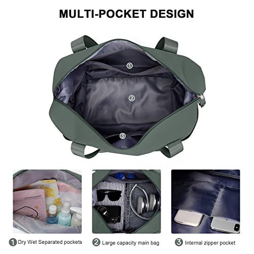 Travel Duffel Bag,Sports Tote Gym For Spirit Airlines Personal Item Bag 18x14x8 Foldable,Carry on Shoulder Expandable Weekender Overnight for Women,Green - color: A6-Green
