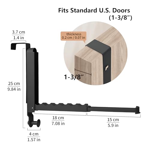 RFOUO Over The Door Hooks Hanger,Fit Door up to 1 3/8", Black, 2 Pack - color: Fit 1 3/8" Door Black, size: 2 Pack
