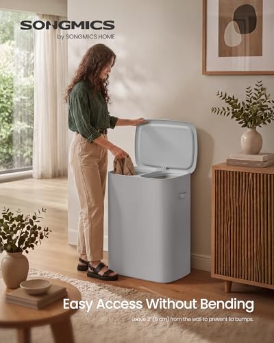 SONGMICS Laundry Hamper with Lid, 160L Laundry Basket, 2 Sections - color: Dove Gray