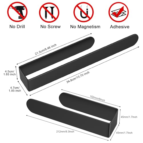 HUFEEOH Black Adhesive Hand Towel Holder Set, 8-Inch Rack and 14-Inch Bar - color: Black, size: 2PC (8 Inch + 14 Inch)