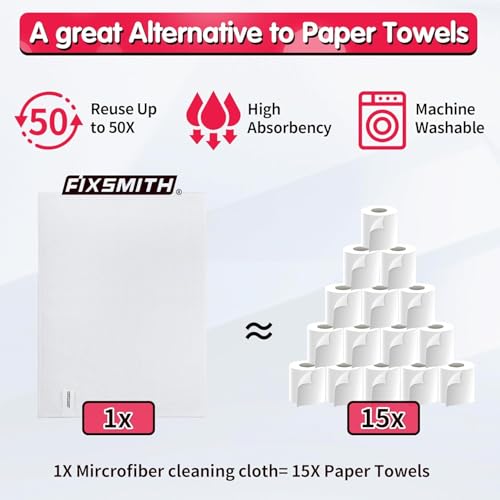 FIXSMITH White Microfiber Cleaning Cloth -Pack of 24, Highly Absorbent Cleaning Rags, 16"X12" All Purpose Cleaning Towels for Housekeeping, Kitchen, Car, Lint Free and Reusable Microfiber Towels - color: White, size: 24pk