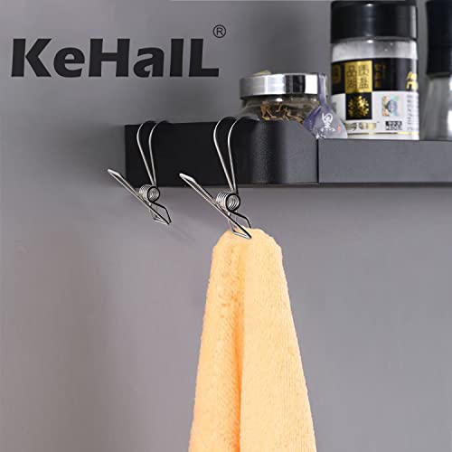 12+2 PCS 304 Stainless Steel Short Tail Hanger Clip with Hook, Durable Hanging Clips, Heavy Duty Multifunctional Hangers Use for Display Storage Items