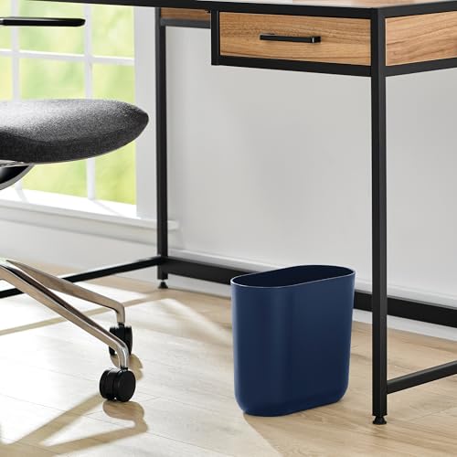 iDesign Small Slim Plastic Bathroom Trash Can, 2-Pack, Navy Blue - color: Navy, style: Pack of 2