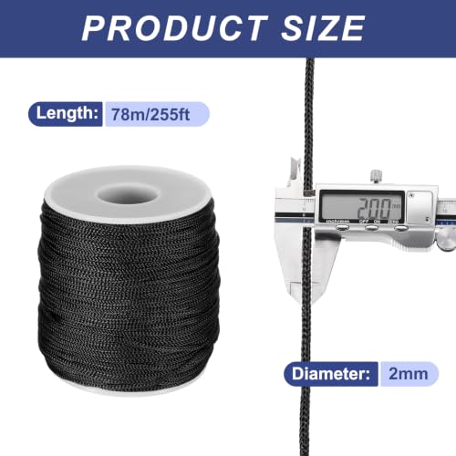MECCANIXITY 5/64" Polypropylene Rope Braided Ropes, 255ft Black - color: Black, size: 5/64 Inch 255ft