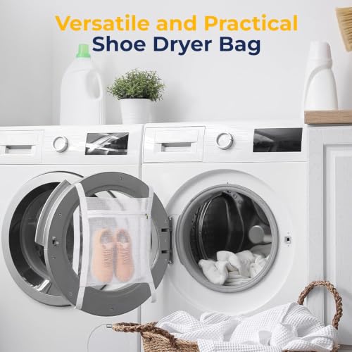 8-Piece Shoe Washing Machine Bag & Dryer Bag for Shoes 4x Each - 360° Thick Protection, Highly Durable Mesh Sneaker Washer w/Zipper Lock – Deep Cleaning Sneaker Laundry Bag for Spotless Shoes - color: Yellow 8pcs