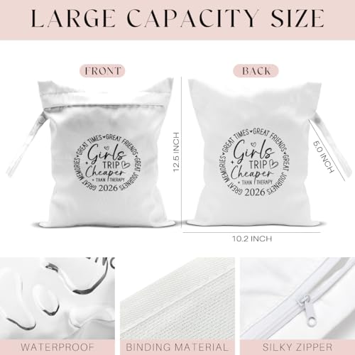 2Pcs Girls Trip Gifts Wet Dry Bag, Beach Bag Wet Bag Favors, Sunscreen Aloha Bags Swimsuit Toiletry Travel Essentials For Women, Beach Travel Laundry bags for Dirty Diaper Swimsuit Gifts - color: 2Pcs. Pink & White