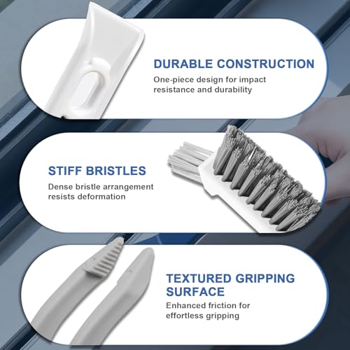Multi-Purpose Gap Cleaning Brush with High-Density Bristles – Ergonomic Handle for Bathroom, Tile, and Crevice Cleaning - color: White
