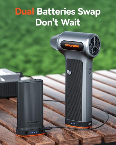 WOLFBOX MF200-2PK Compressed Air Duster, 2 Swappable Batteries & Case
