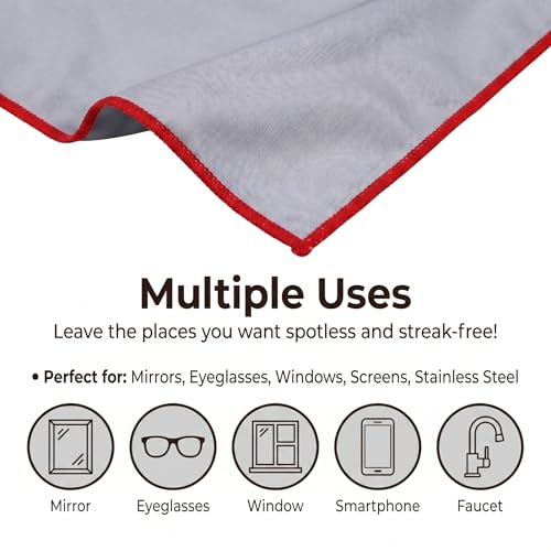 2 Pack Glass Polishing Cloths, 24.8 x 20.1 Inch, Grey