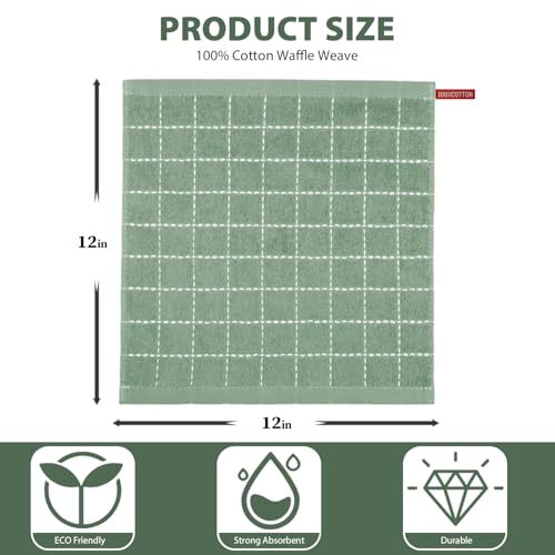 Nialnant 6 Pack Terry Kitchen Towels,Dish Cloths for Washing Dishes - color: Green, size: 12 x 12 in - 6PCS