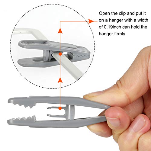 Tinfol 40pc Grey Plastic Hanger Clips - Strong Pinch Grip Clips for Use with Slim-line Clothes Velvet Hangers, Multi-Purpose Finger Clips for Home - color: Gray, size: 40PCS