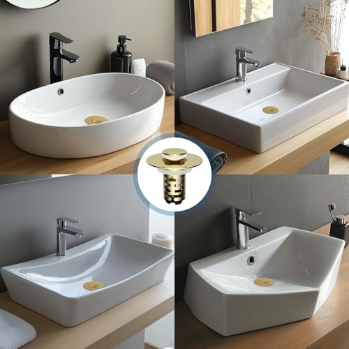 Universal Upgraded Bathroom Sink Drain Stopper Hair Catcher, Brushed Gold - color: Brushed Gold