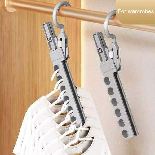 Folding Clothes Hanger Drying Rack,Travel Essentials for Laundry,Portable and Collapsible with Hook,Essentials for Cruise,Vacation,Camping,RV,Road Trip,Hotel,Business Travel, Student Apartment (Grey) - color: Gray