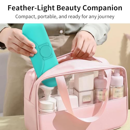 Travel Silicone Makeup Brush Holder with Cleaning Pad and Magnetic Closure - color: Ocean Blue