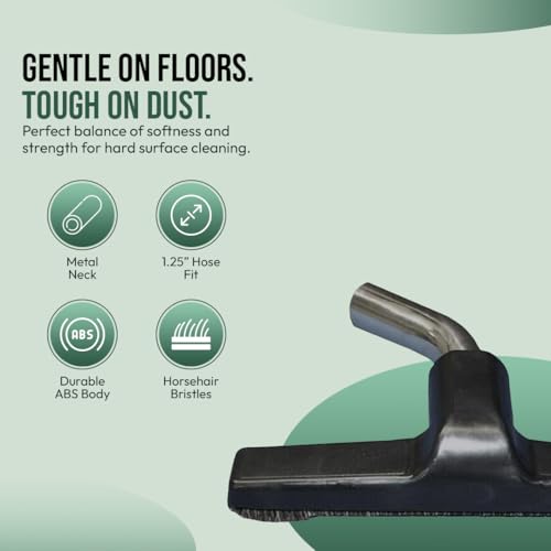 Selgo Hardwood Eureka & Universal Vacuum Cleaner Floor Brush 1 ¼ inch (1.25'') (32mm) Inner Diameter with Horse Hair Soft Bristles 10” Wide (Black - Metal) - color: (Black - Metal)