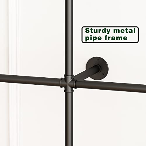 Industrial Pipe Clothing Rack Wall Mounted,Clothes Racks with Double Hanging Rods for Closet Storage(Black) - size: 71"L-Black