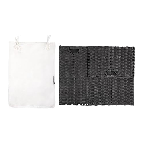 Seville Classics Premium Handwoven Portable Laundry Bin Basket with Carrying Handles, Household Storage for Clothes, Linens, Sheets, Black, Rectangular Hamper - color: Black, size: Rectangular Hamper (1-Pack)