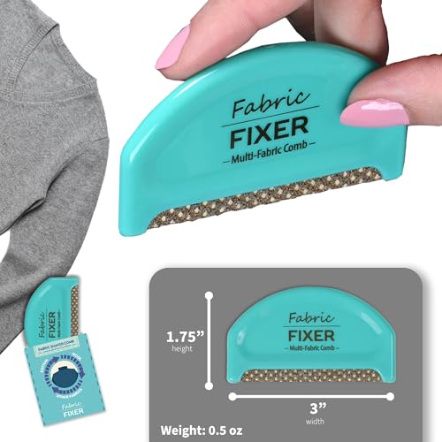Multi-Fabric Sweater Comb for Pills and Fuzz - Manual Fabric Defuzzer Wool Lint Shaver Comb Scraper for Clothing, Sheets and Furniture by Wardrobe Hackers - color: Turquoise (Pack of 1)