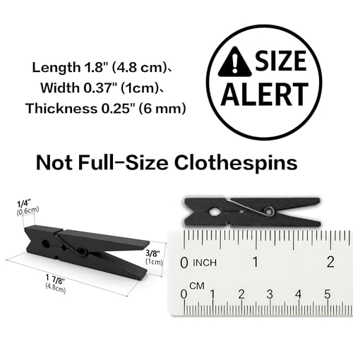 LWR CRAFTS Wooden Small Clothespins 1-7/8" 4.8cm 50 Pieces Per Pack (Black) - color: Black