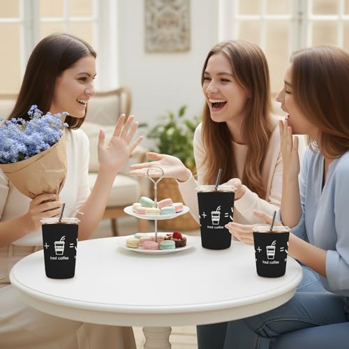 Iced Coffee Sleeve Reusable Neoprene Cup Sleeves, Happy Me - color: Happy Me