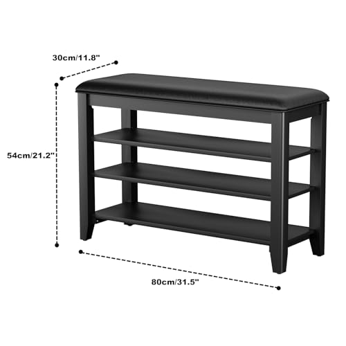 Taitiy Entryway Shoe Storage Bench, Shoe Organizer Bench for Entryway - color: Black, size: 31.5''