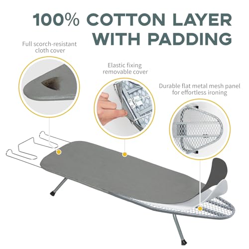RAINHOL Gray Mini Tabletop Ironing Board 31"x12" - color: Gray, size: Steel Mesh