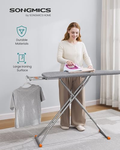 SONGMICS Ironing Board, Foldable, with Stable Iron Rest, 43 x 13 Inches - color: Dove Gray, size: 13"×43" with Stable Iron Rest