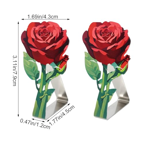 yueton 4PCS Stainless Steel Rose Tablecloth Clips Elegant Flower Table Cloth Holders Windproof Outdoor Wedding Party Decorations for Patio, Garden, Picnic
