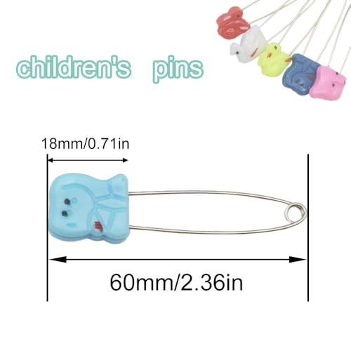 30 PCS Safety Pin Diaper Pin Stainless Steel Cloth Pins Plastic Head Cloth Diaper Pins with Locking Closures,Colour Random 54MM/2.2 Inch(Colour/Animals) - color: Colour/Animals