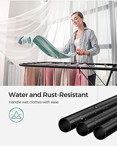 SONGMICS Clothes Drying Rack, Foldable Space-Saving Laundry Drying Rack - color: Black, size: 1 Tier (21.7"d x 58.3"w x 39.4"h)