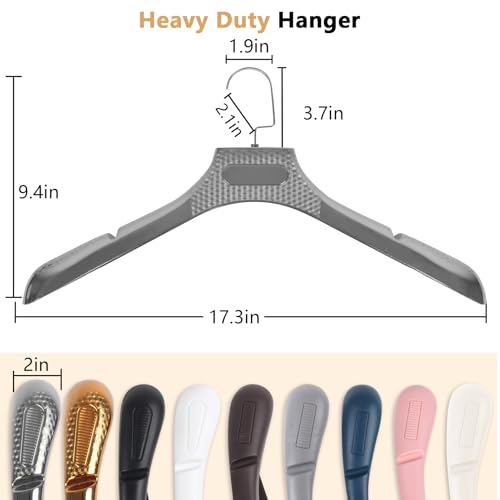 DEDU Suit Hangers for Men 20 Pack, Sweater Hangers No Shoulder Bump Non Slip Width 17.7", Plastic Clothes Hangers Silver Gray with Metal Hook - color: Silver Gray-20